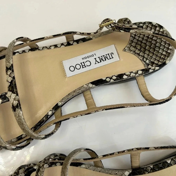 ! Jimmy Choo Arien Flat Snakeskin-Embossed Leather Sandals size 7 - Picture 5 of 9